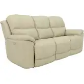 Kaden Power Reclining Sofa with Power Headrests & Lumbar in Stone Off-White Top-Grain Leather